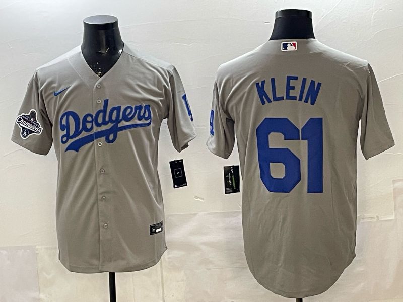 Men 2025 Nike Los Angeles Dodgers #61 Klein Grey Game MLB Jersey 09->los angeles dodgers->MLB Jersey